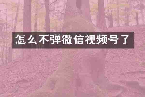 怎么不弹微信视频号了