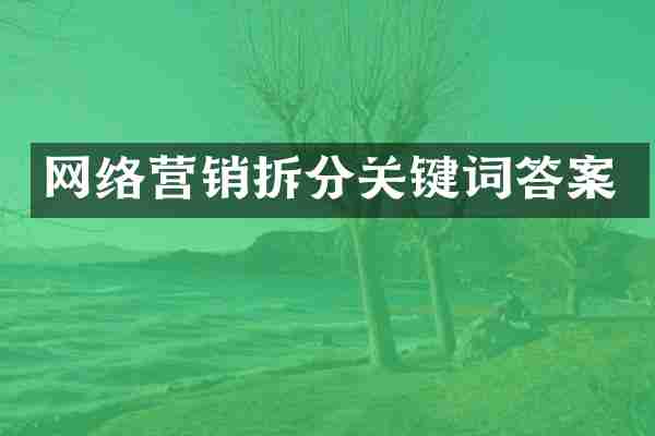 网络营销拆分关键词答案