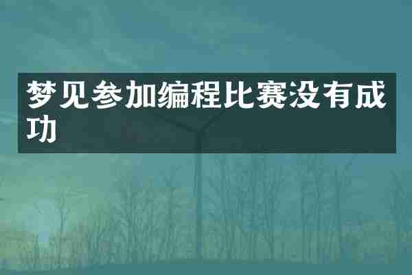 梦见参加编程比赛没有成功