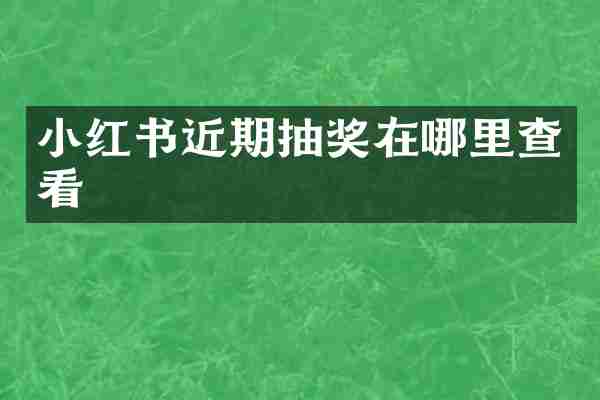 小红书近期抽奖在哪里查看