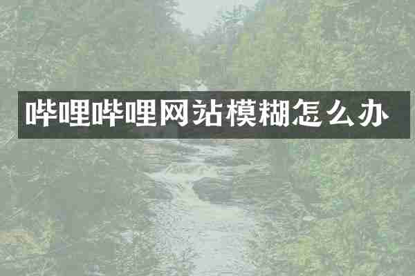 哔哩哔哩网站模糊怎么办