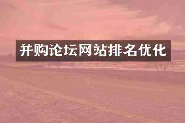并购论坛网站排名优化