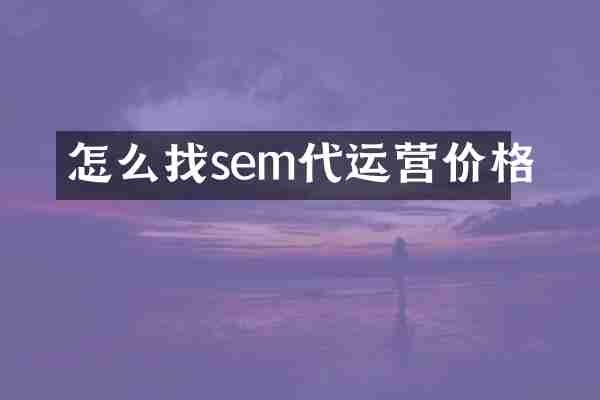 怎么找sem代运营价格