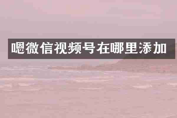 嗯微信视频号在哪里添加