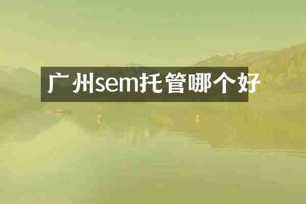 广州sem托管哪个好