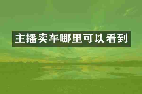 主播卖车哪里可以看到