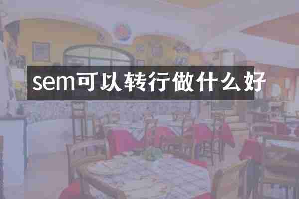 sem可以转行做什么好