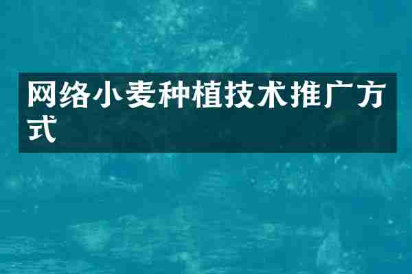 网络小麦种植技术推广方式