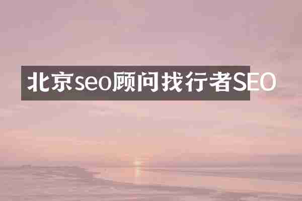 北京seo顾问找行者SEO