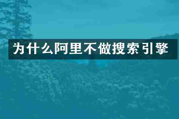 为什么阿里不做搜索引擎