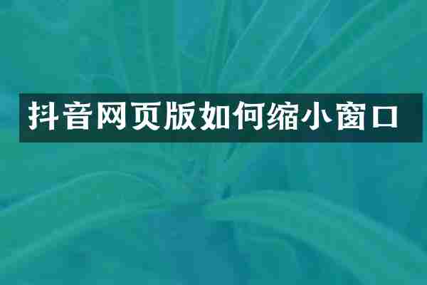 抖音网页版如何缩小窗口