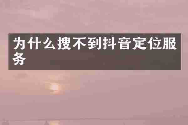 为什么搜不到抖音定位服务