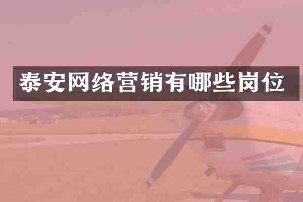 泰安网络营销有哪些岗位