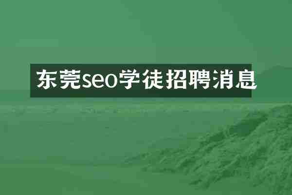 东莞seo学徒招聘消息