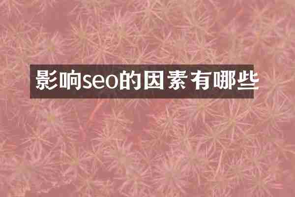 影响seo的因素有哪些