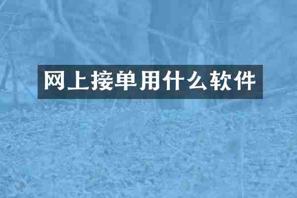 网上接单用什么软件