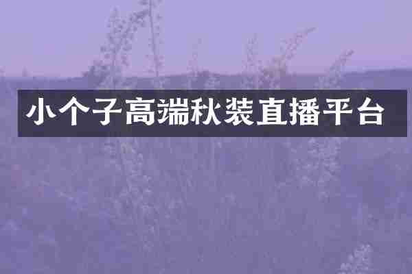 小个子高端秋装直播平台