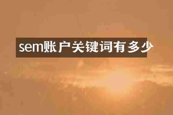 sem账户关键词有多少