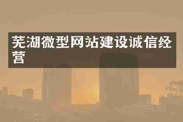 芜湖微型网站建设诚信经营