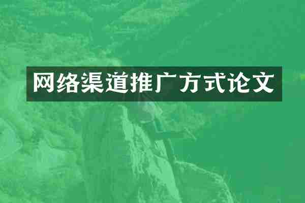 网络渠道推广方式论文