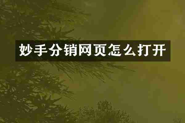 妙手分销网页怎么打开