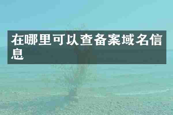 在哪里可以查备案域名信息