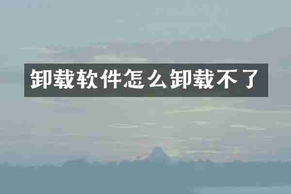 卸载软件怎么卸载不了