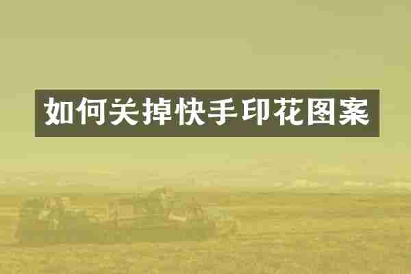 如何关掉快手印花图案
