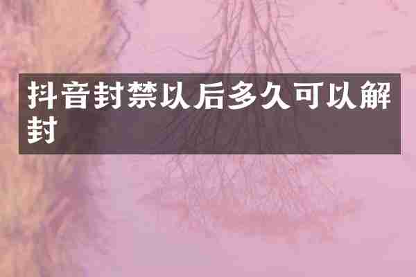 抖音封禁以后多久可以解封