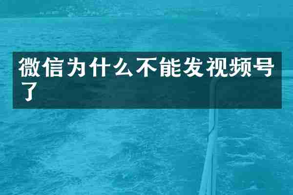 微信为什么不能发视频号了