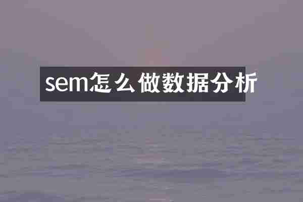 sem怎么做数据分析