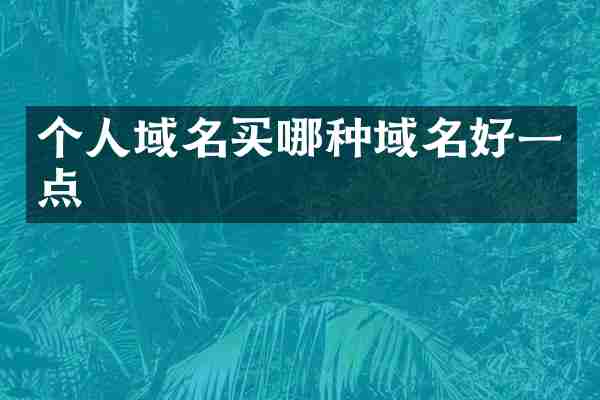个人域名买哪种域名好一点