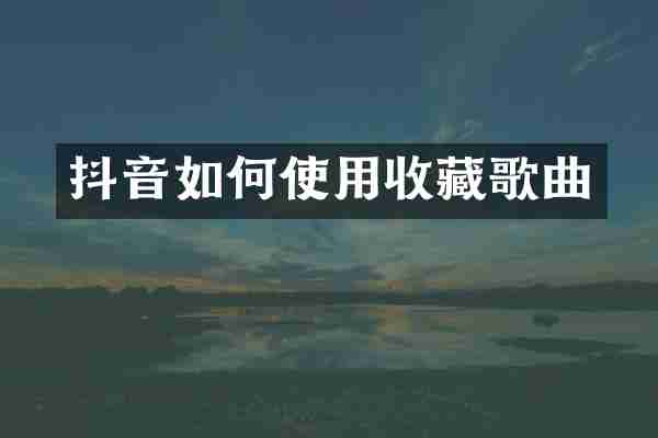 抖音如何使用收藏歌曲
