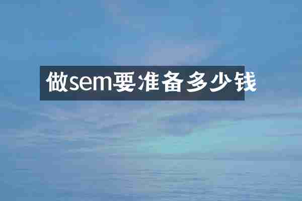 做sem要准备多少钱