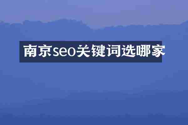 南京seo关键词选哪家