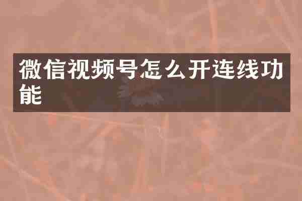 微信视频号怎么开连线功能