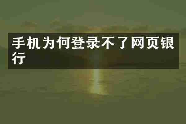 手机为何登录不了网页银行