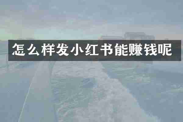 怎么样发小红书能赚钱呢