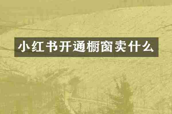 小红书开通橱窗卖什么