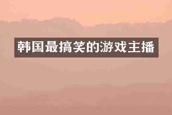 韩国最搞笑的游戏主播