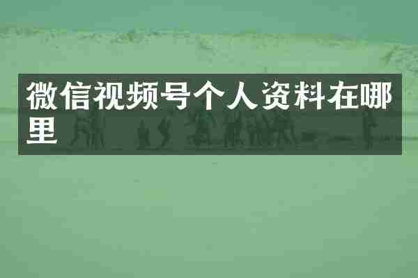 微信视频号个人资料在哪里