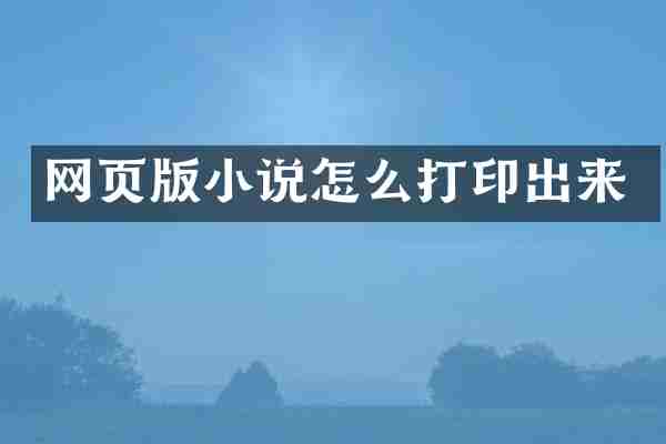 网页版小说怎么打印出来