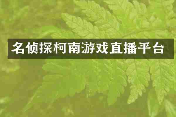 名侦探柯南游戏直播平台
