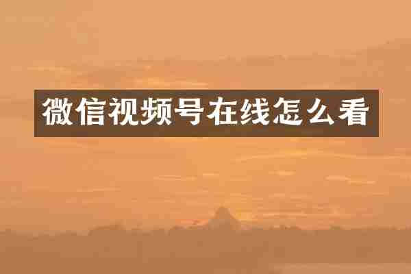 微信视频号在线怎么看