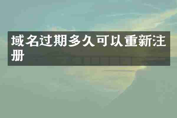域名过期多久可以重新注册