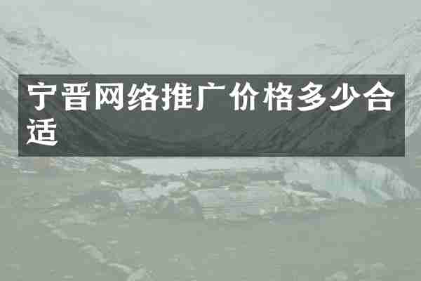 宁晋网络推广价格多少合适