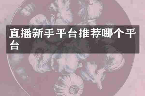 直播新手平台推荐哪个平台