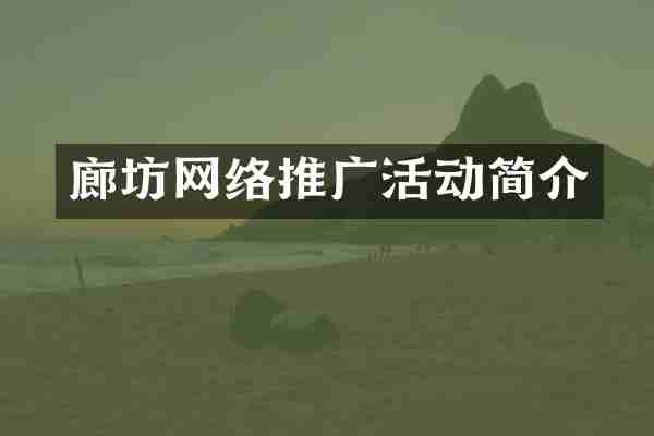 廊坊网络推广活动简介
