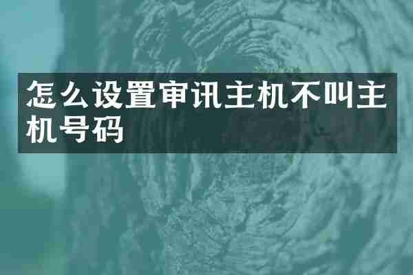 怎么设置审讯主机不叫主机号码