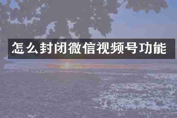 怎么封闭微信视频号功能